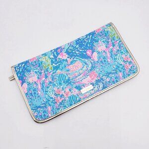 Lilly Pulitzer Fished My Wish Bi-fold Flat Travel Organizer wide Clutch